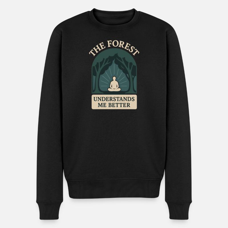 Forest Walk Overthinker Mental Reset - Männer Premium Bio Pullover - Schwarz