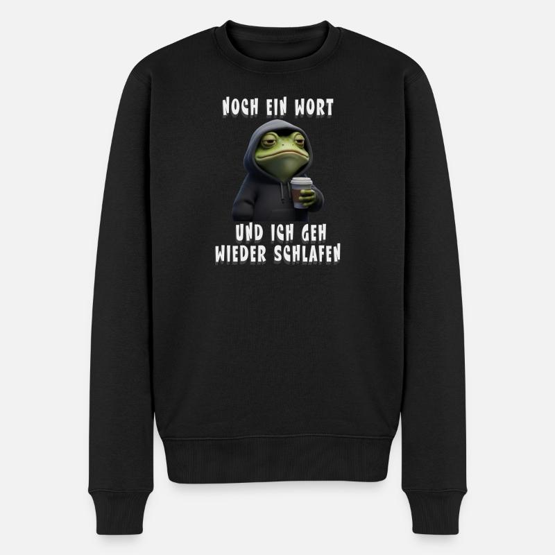 Grumpy Frosch mit Kaffee Cartoon - Pull Premium bio Homme - noir