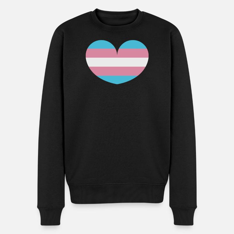 Trans-Herz-Flagge - Männer Premium Bio Pullover - Schwarz