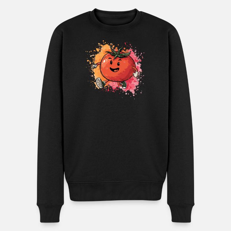 Tomate im Sprint - Männer Premium Bio Pullover - Schwarz