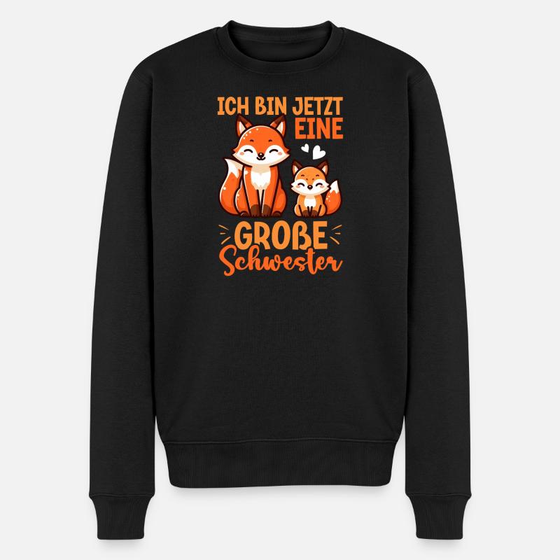 Große Schwester Fuchsliebhaber Geschwister - Männer Premium Bio Pullover - Schwarz