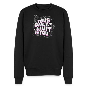 Motivationsspruch: Deine einzige Grenze bist du - Männer Premium Bio Pullover - Schwarz - Vorne - Nico (187cm)