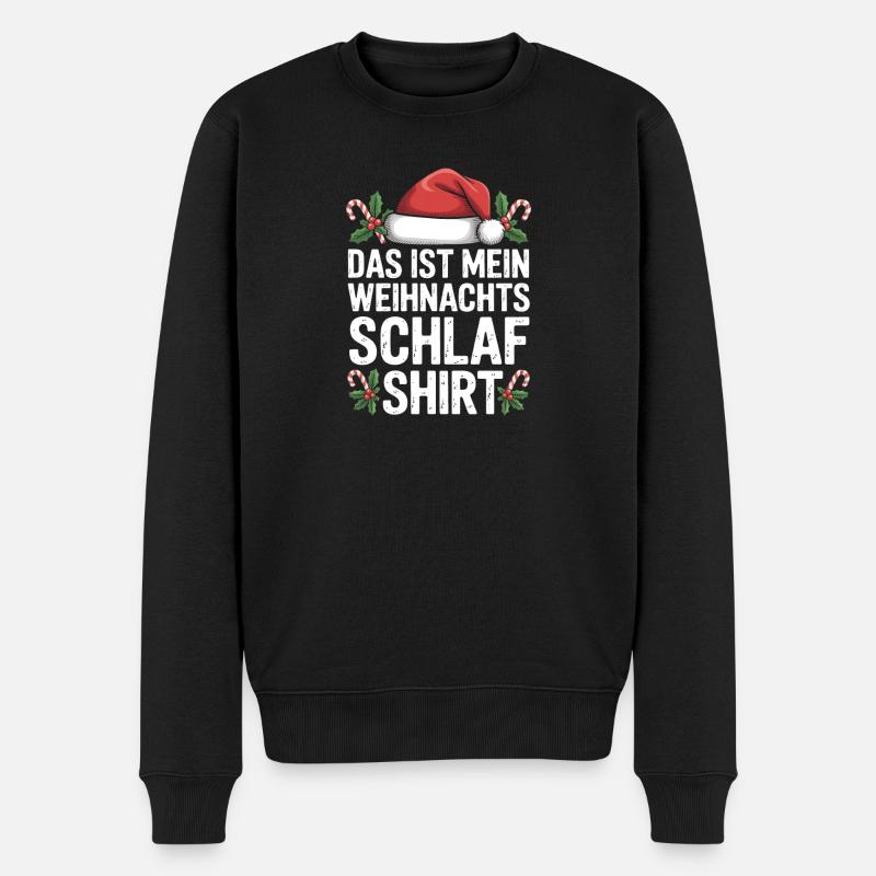 Weihnachts Schlaf Shirt Spruch - Männer Premium Bio Pullover - Schwarz