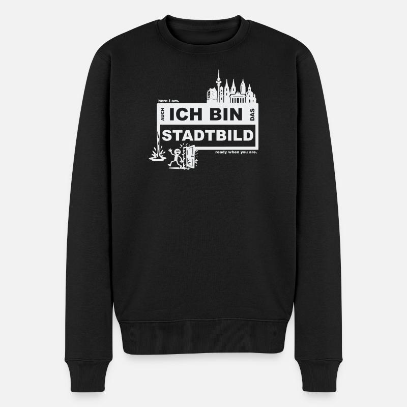 Stadtbild - deutsch - ready when you are - Männer Premium Bio Pullover - Schwarz