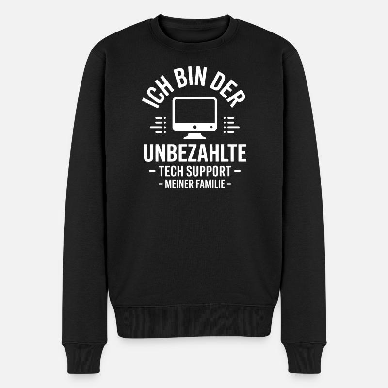 Unbezahlter Tech-Support der Familie - Männer Premium Bio Pullover - Schwarz