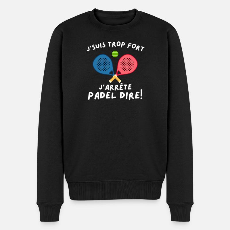 Humorvoller Mann, Padelspieler - Männer Premium Bio Pullover - Schwarz