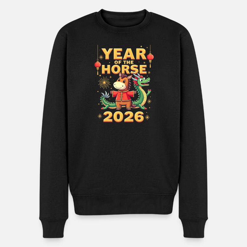 Nouvel An chinois du cheval 2026 - Pull Premium bio Homme - noir