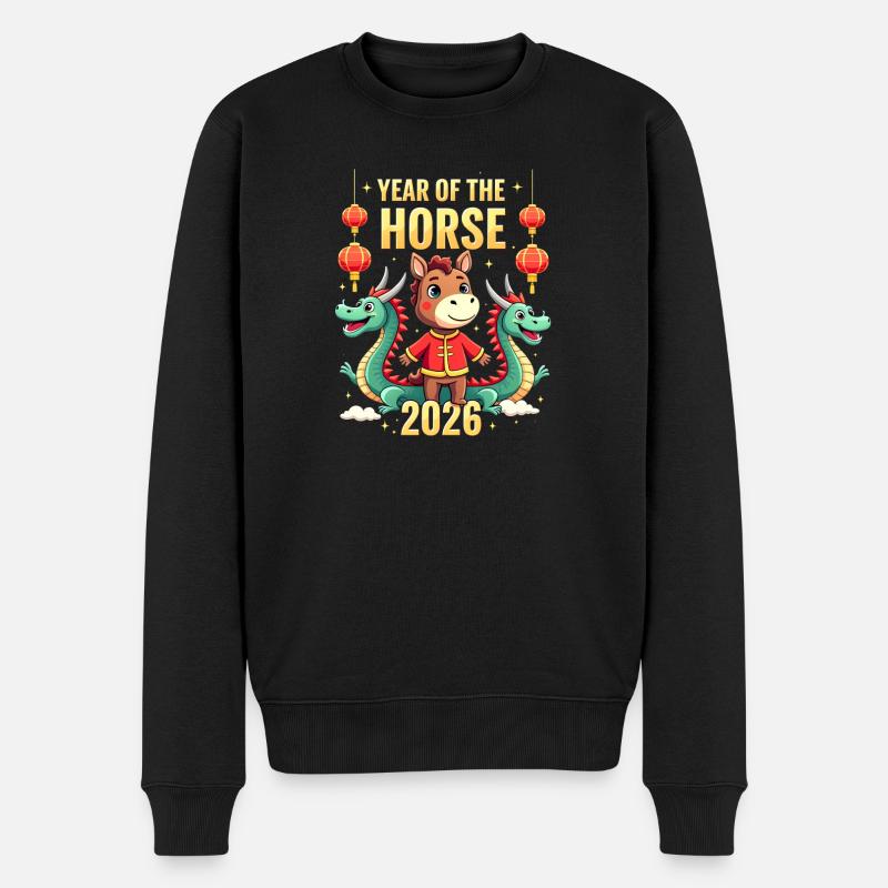 Nouvel An chinois du cheval 2026 - Pull Premium bio Homme - noir