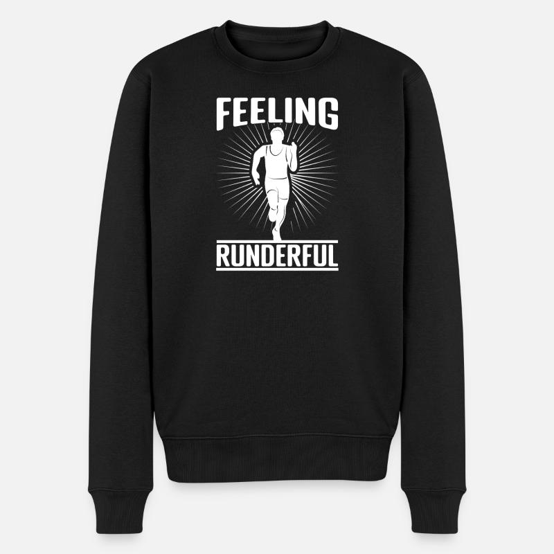 Marathon Runner Feeling Runderful Running - Männer Premium Bio Pullover - Schwarz