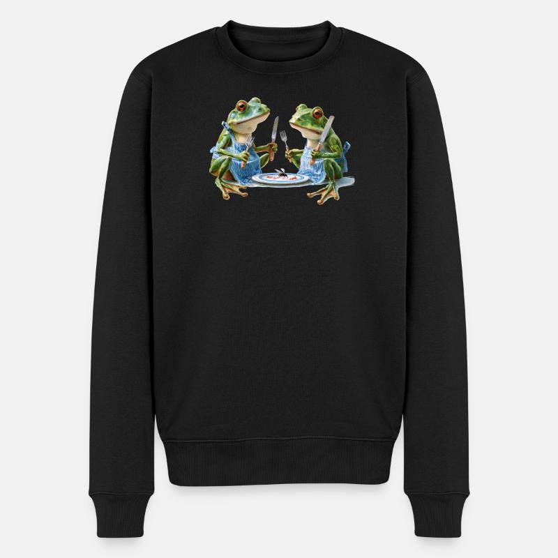 Deux cuisiniers grenouilles au dîner - Pull Premium bio Homme - noir
