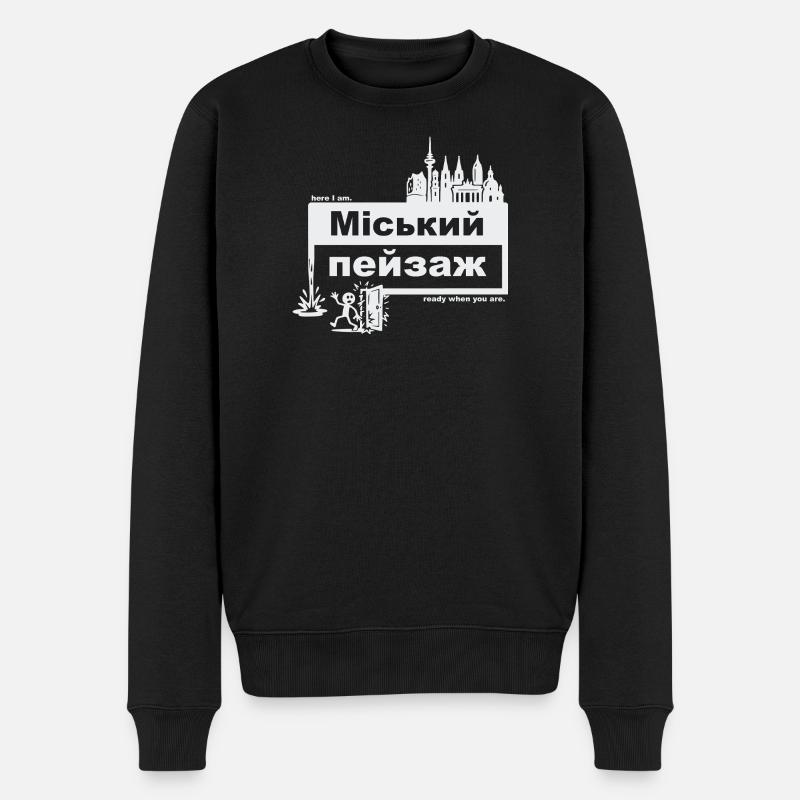 Stadtbild - ukrainisch - ready when you are - Männer Premium Bio Pullover - Schwarz