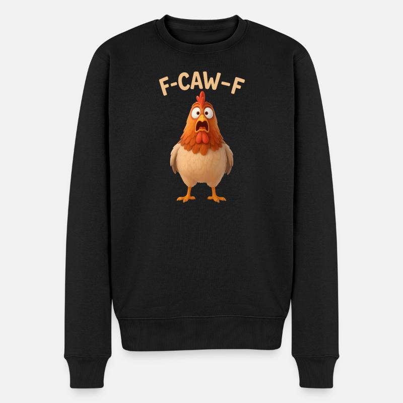 F-CAW-F Huhn - Lustiges Wortspiel - Chicken Meme - Männer Premium Bio Pullover - Schwarz