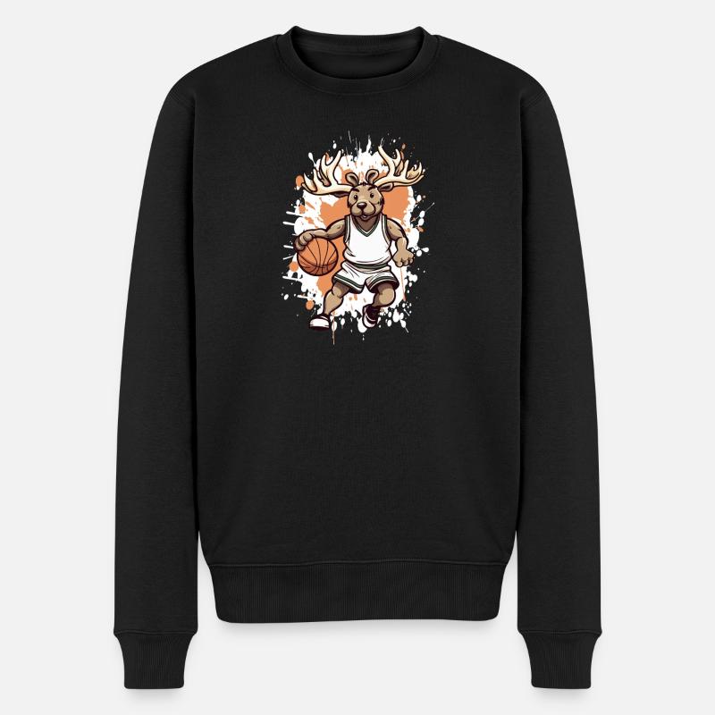 Basketball Deer Comic - Pull Premium bio Homme - noir