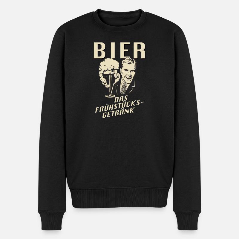 Bier, das Frühstücksgetränk - Männer Premium Bio Pullover - Schwarz