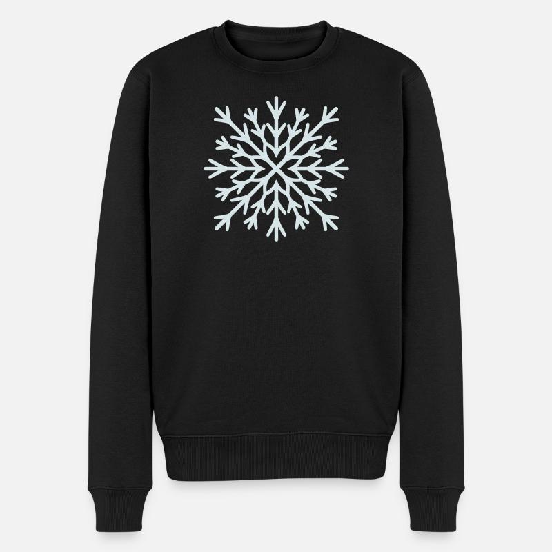 Frostiger Schneeflockenglanz - Männer Premium Bio Pullover - Schwarz