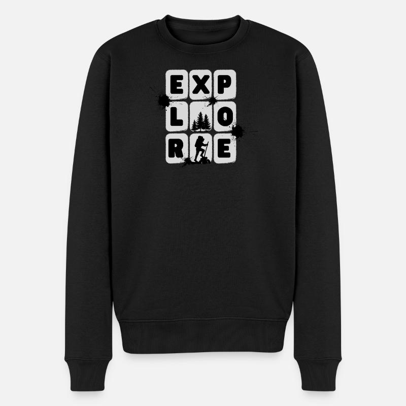 EXPLORE – Minimal Design - Männer Premium Bio Pullover - Schwarz