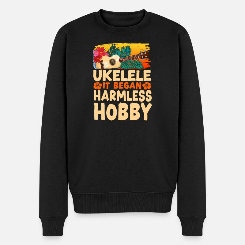 Hawaiian Ukulele Uke Ukulele It - Männer Premium Bio Pullover - Schwarz