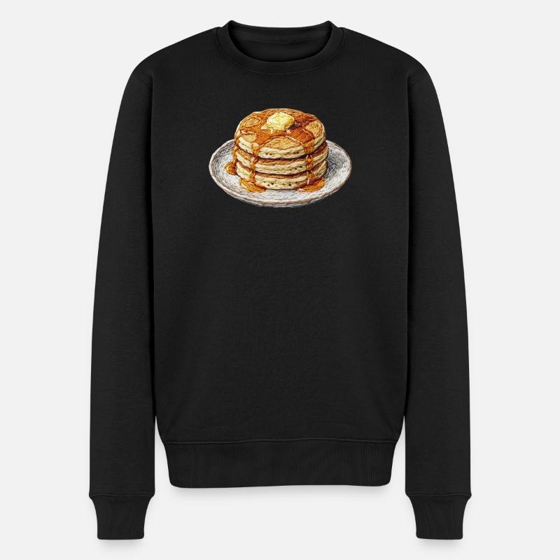 Pancakes américaines brodées – (Imprimé) - Pull Premium bio Homme - noir