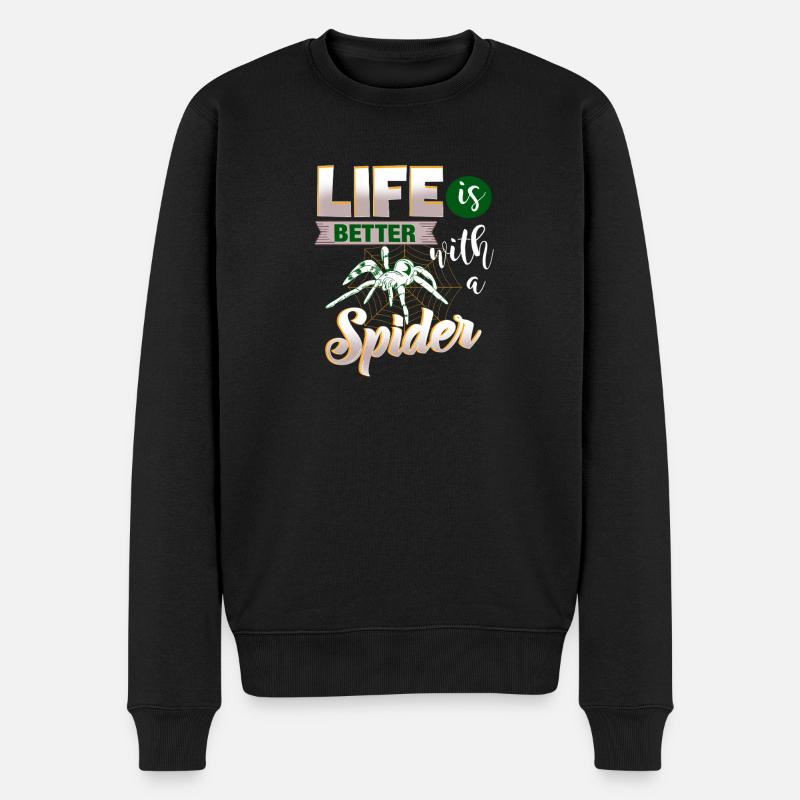 Life is better with a Spider - für Spinnen-Fans - Männer Premium Bio Pullover - Schwarz