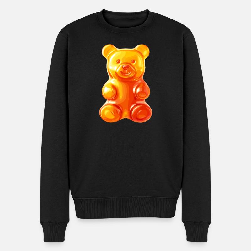 Orangener Gummibär Teddybär - Männer Premium Bio Pullover - Schwarz