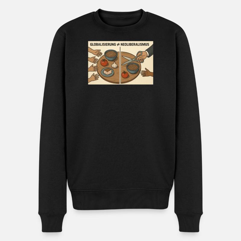 Globalisierung vs Neoliberalismus - Männer Premium Bio Pullover - Schwarz