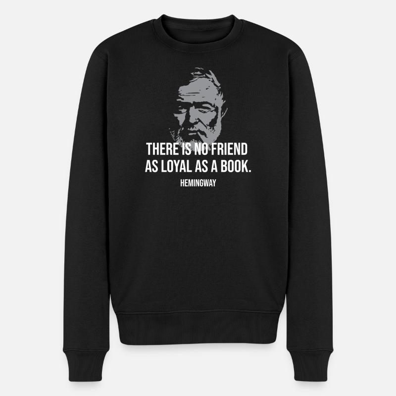 Ernest Hemingways Zitat über Freunde - Männer Premium Bio Pullover - Schwarz