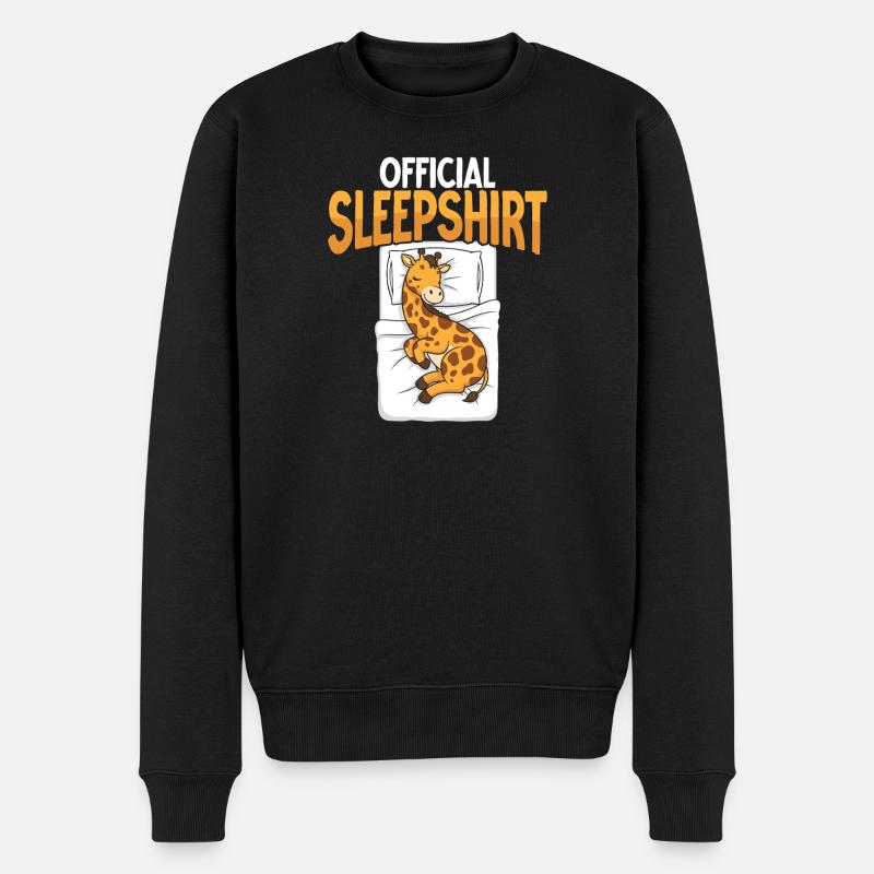Giraffe im Bett Schlafhemd - Männer Premium Bio Pullover - Schwarz