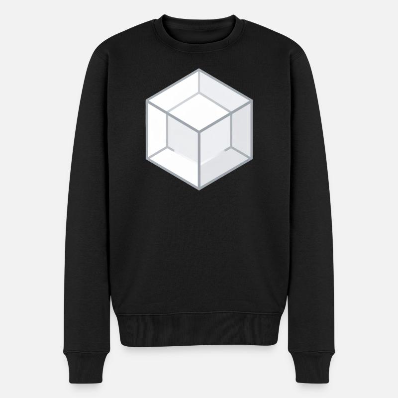 Geometrischer 3D-Würfel Linienstil - Männer Premium Bio Pullover - Schwarz
