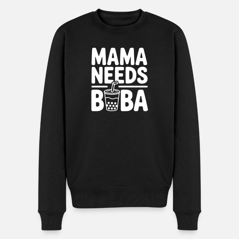 Mama braucht Boba - Männer Premium Bio Pullover - Schwarz
