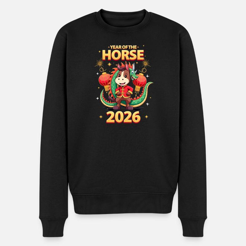 Nouvel An chinois du cheval 2026 - Pull Premium bio Homme - noir