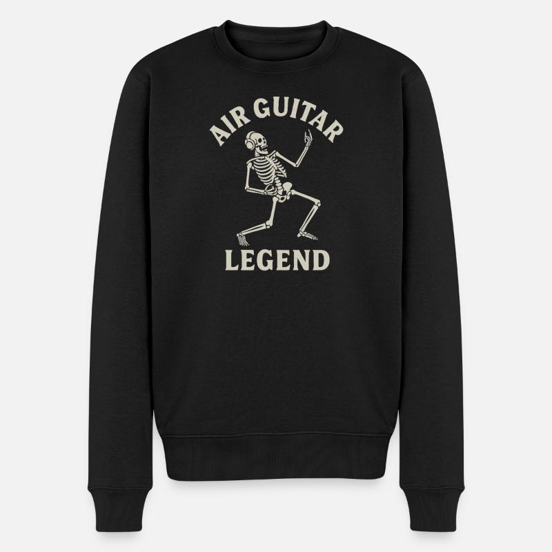 Luftgitarre Air Guitar - Männer Premium Bio Pullover - Schwarz