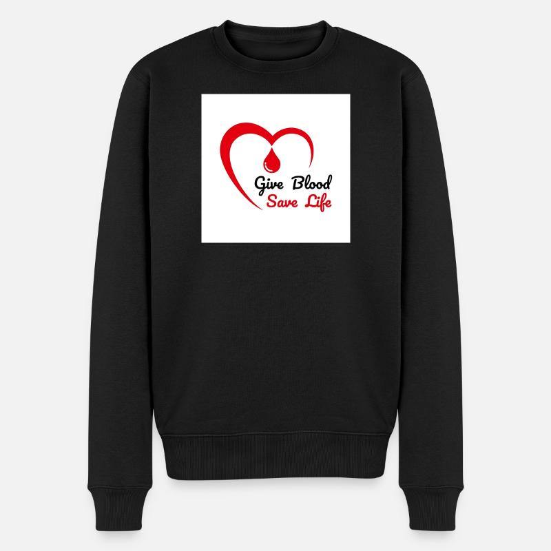 Herz-Emblem zur Blutspende - Männer Premium Bio Pullover - Schwarz