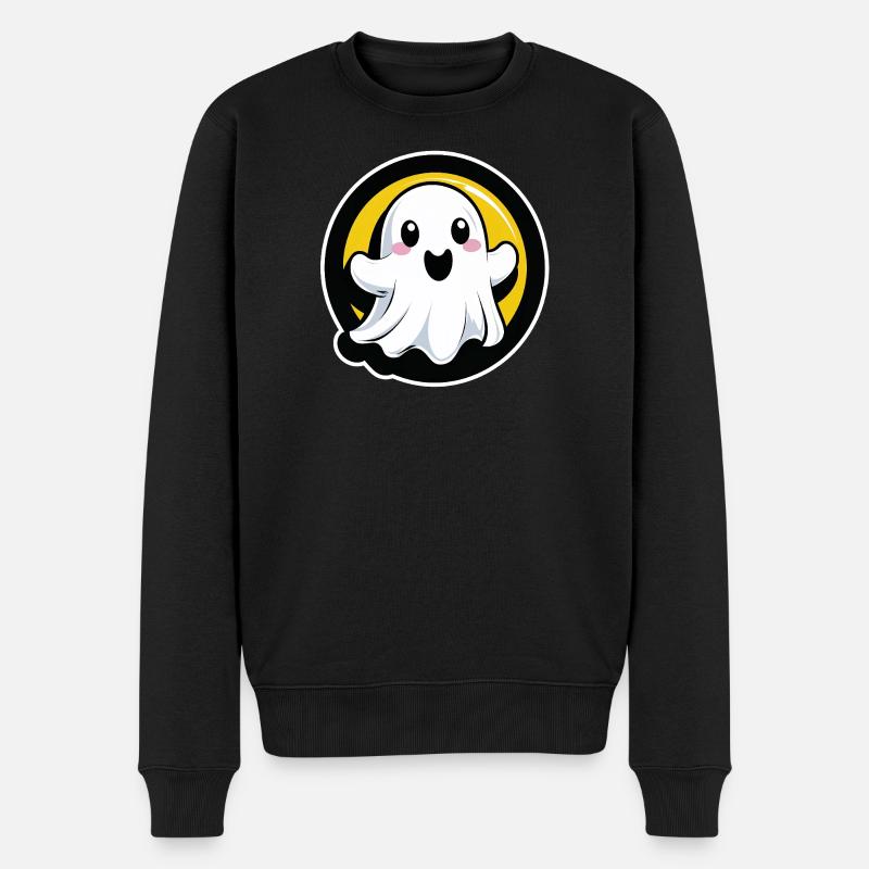 Fantôme kawaii dans un cercle - Pull Premium bio Homme - noir