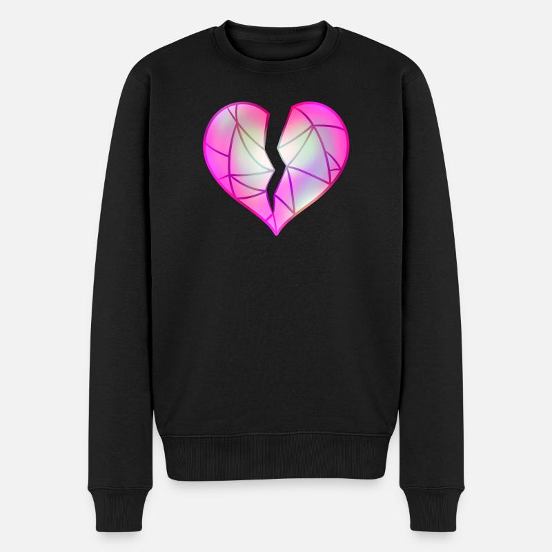 Cœur rose brisé - Pull Premium bio Homme - noir