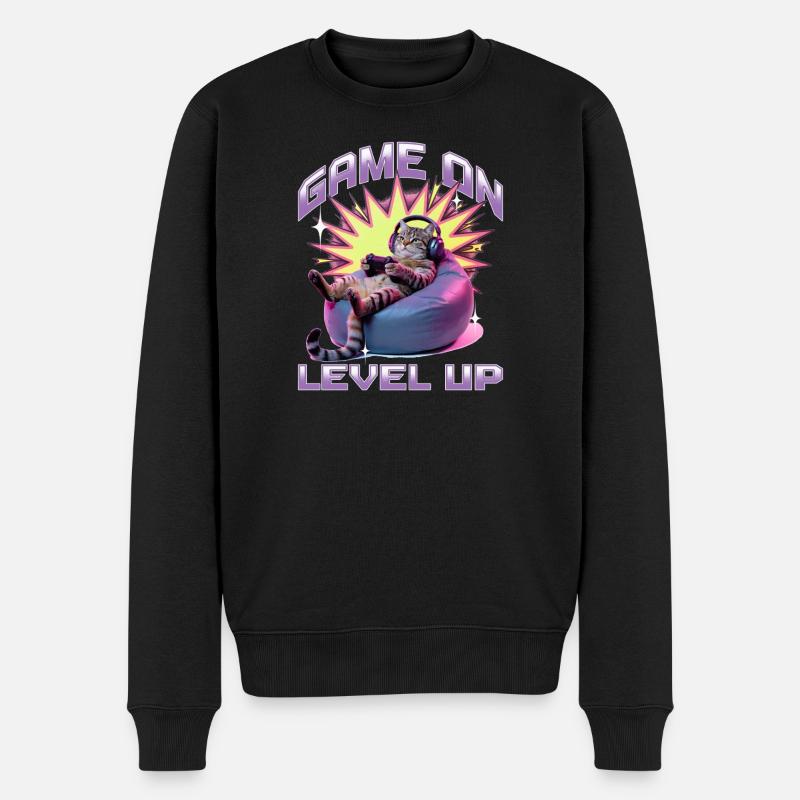 Chat gamer drôle - Pull Premium bio Homme - noir