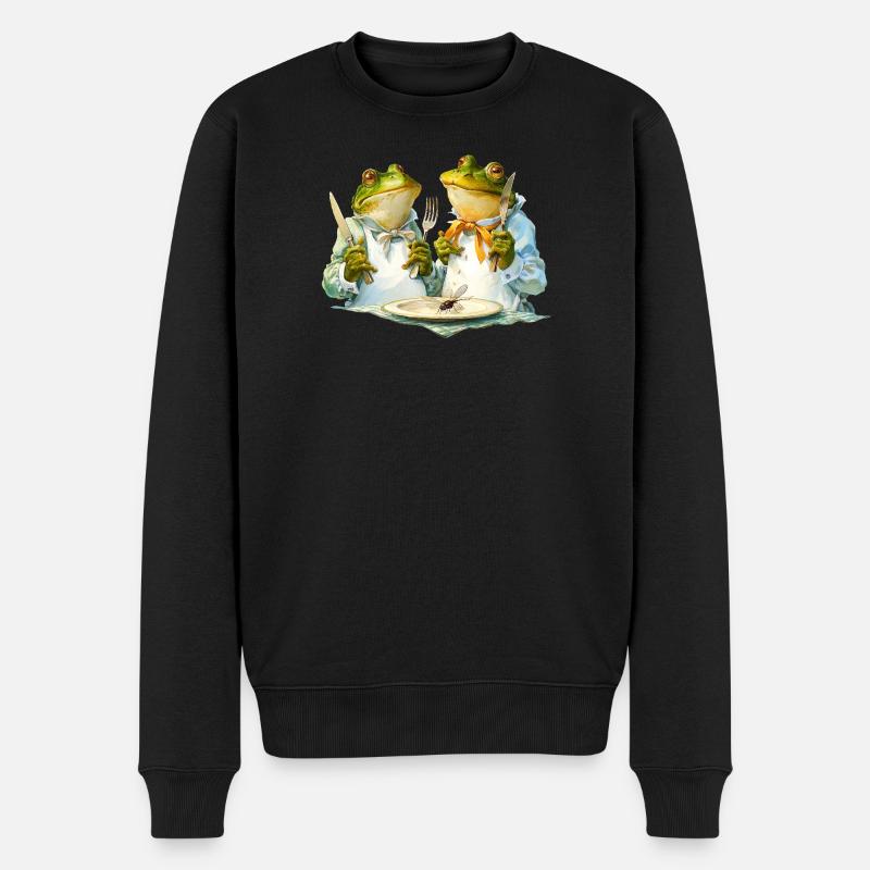 Froschköche am Tisch - Männer Premium Bio Pullover - Schwarz