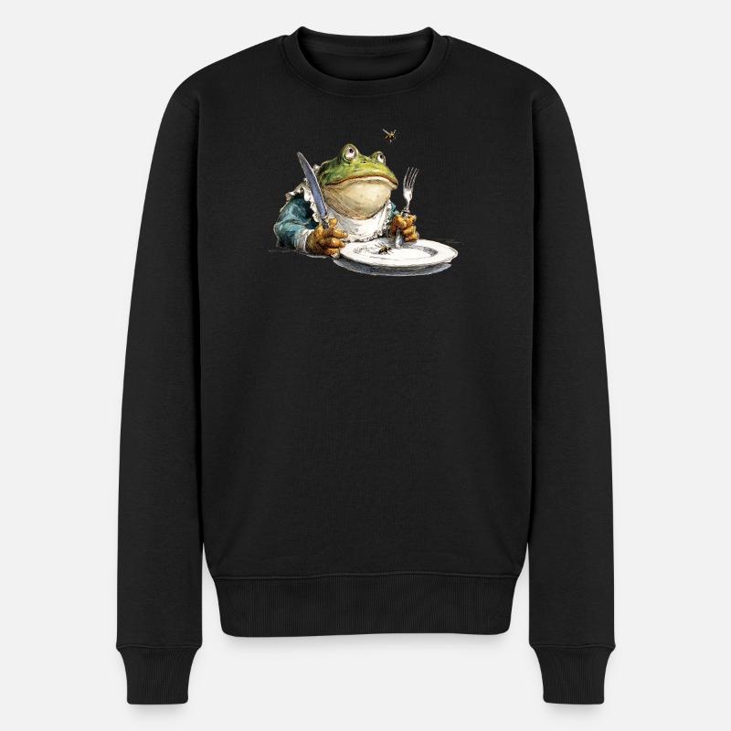 Grenouille de cuisine avec assiette - Pull Premium bio Homme - noir