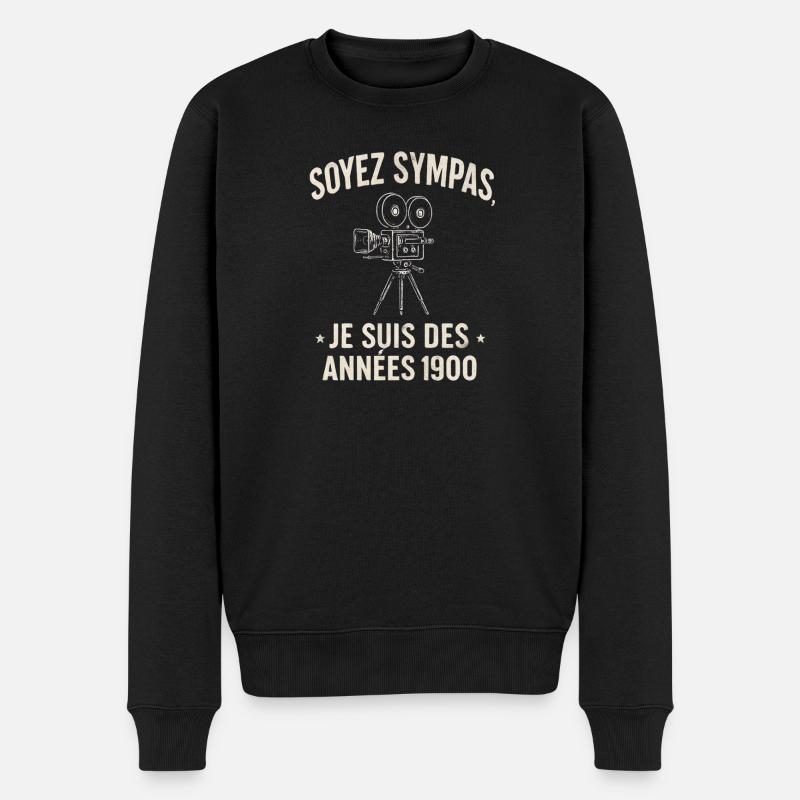 Soyez Sympas Années 1900 Caméra Rétro - Pull Premium bio Homme - noir
