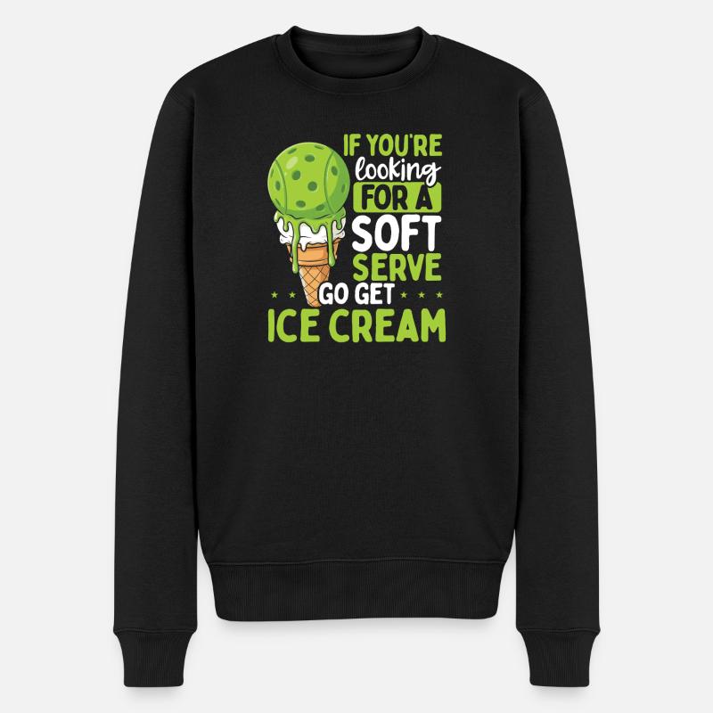 Soft-Eis-Wortspiel-Tee - Männer Premium Bio Pullover - Schwarz