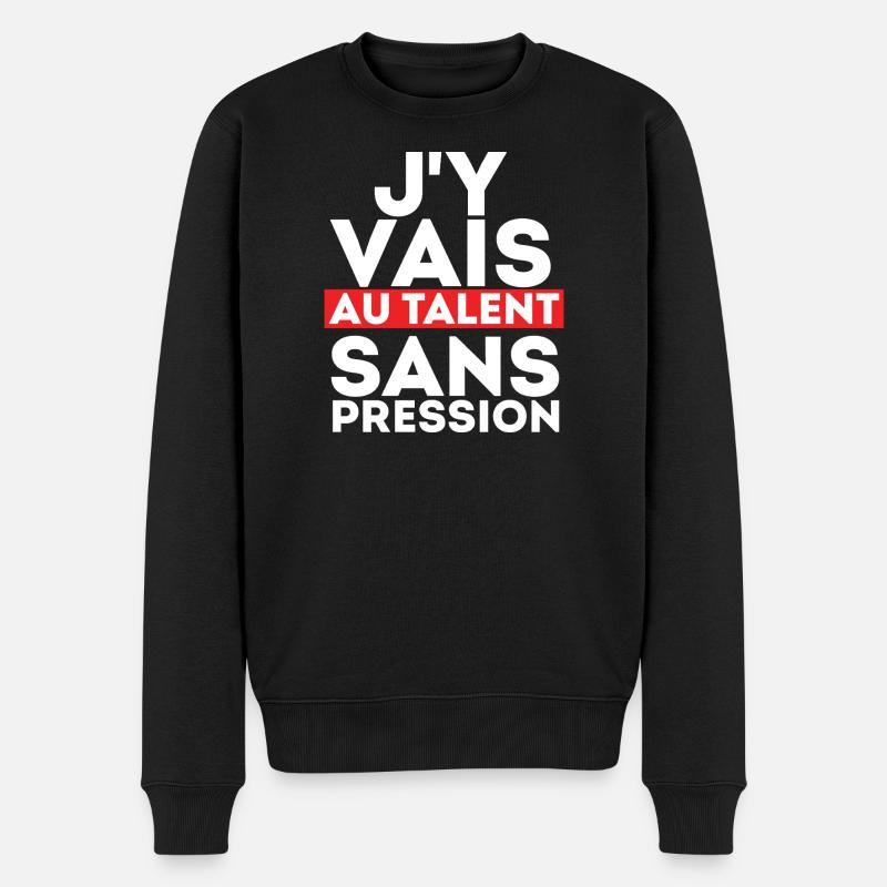 J'Y Vais AU Talent sans Pression - Pull Premium bio Homme - noir