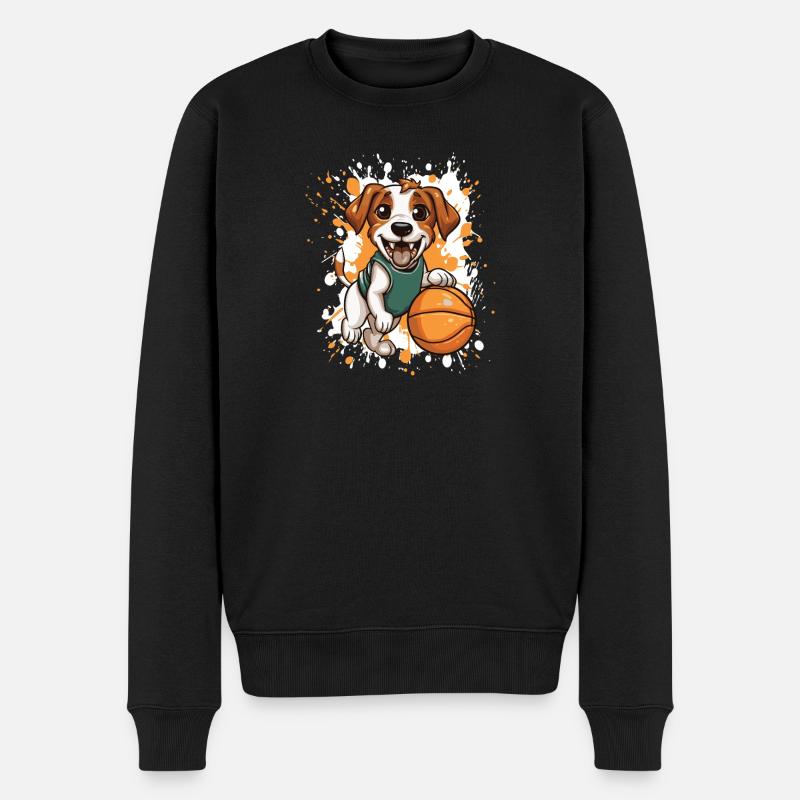 Basketballhund im Sprung - Männer Premium Bio Pullover - Schwarz