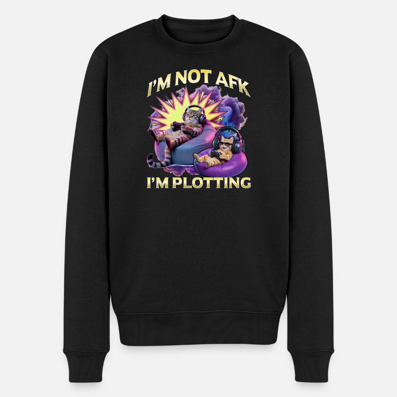 Funny Gaming Gamer Cat - Männer Premium Bio Pullover - Schwarz