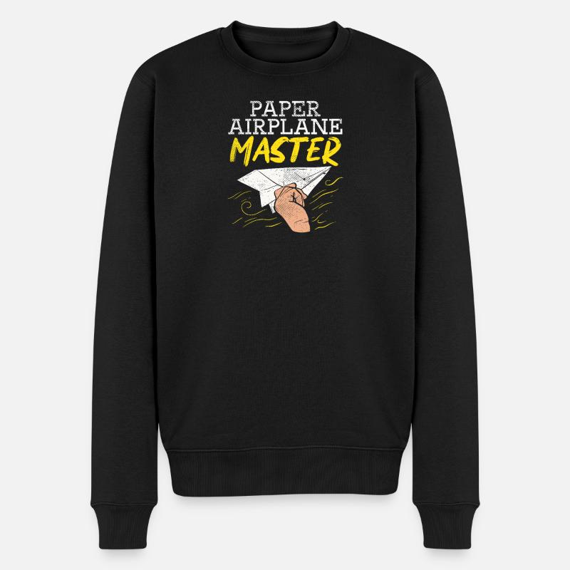Funny Paper Airplane Master Graphic - Männer Premium Bio Pullover - Schwarz