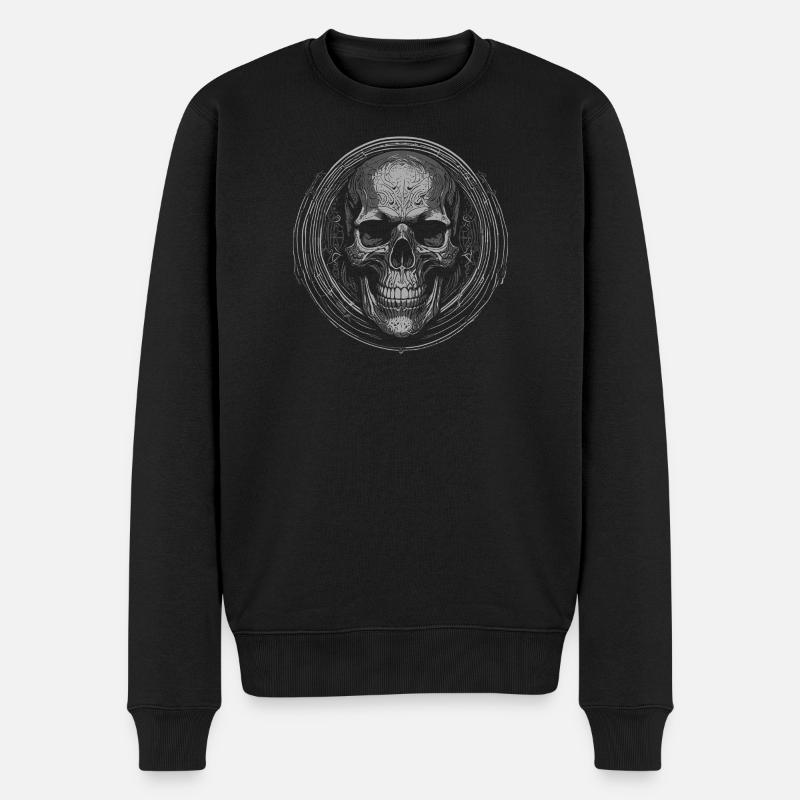 Schädelkreis Gravur - Männer Premium Bio Pullover - Schwarz
