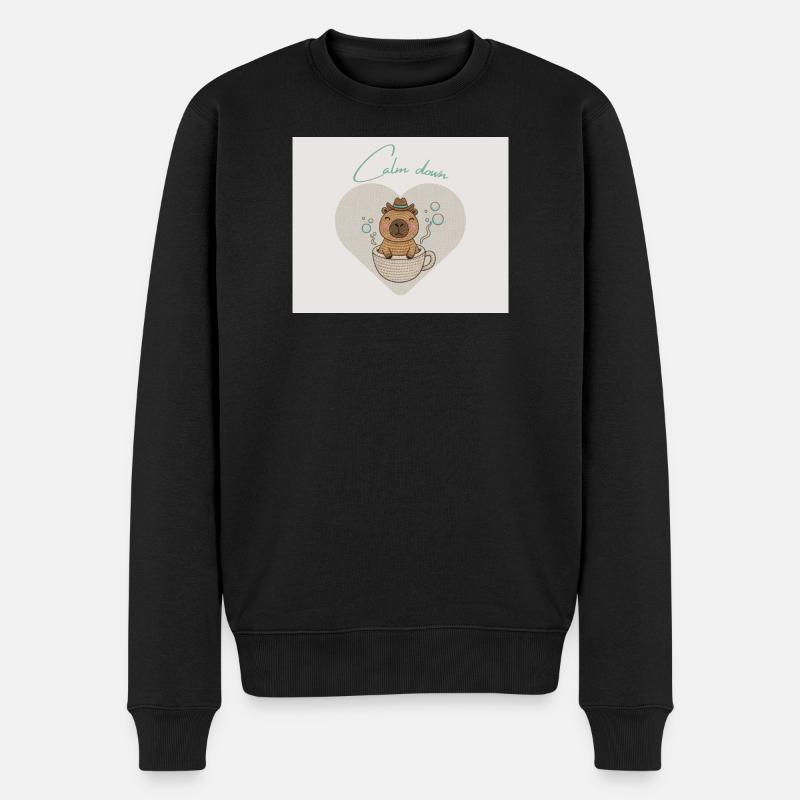 Hamster chillt in Teetasse - Männer Premium Bio Pullover - Schwarz