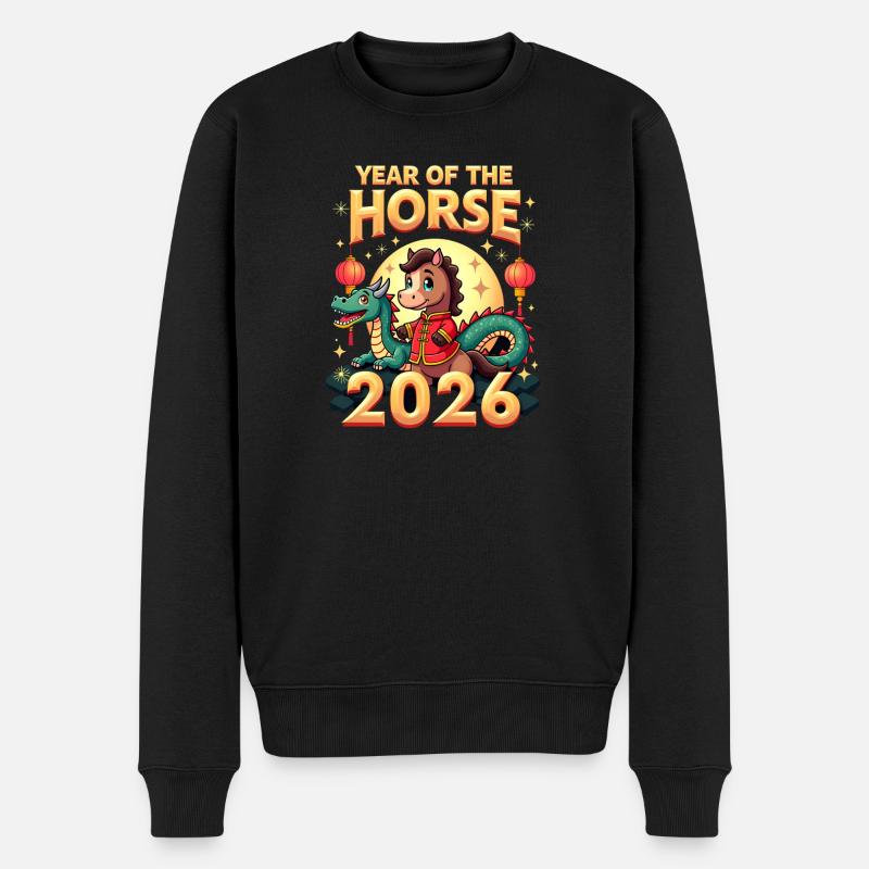 Nouvel An chinois du cheval 2026 - Pull Premium bio Homme - noir