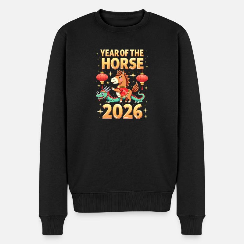 Nouvel An chinois du cheval 2026 - Pull Premium bio Homme - noir