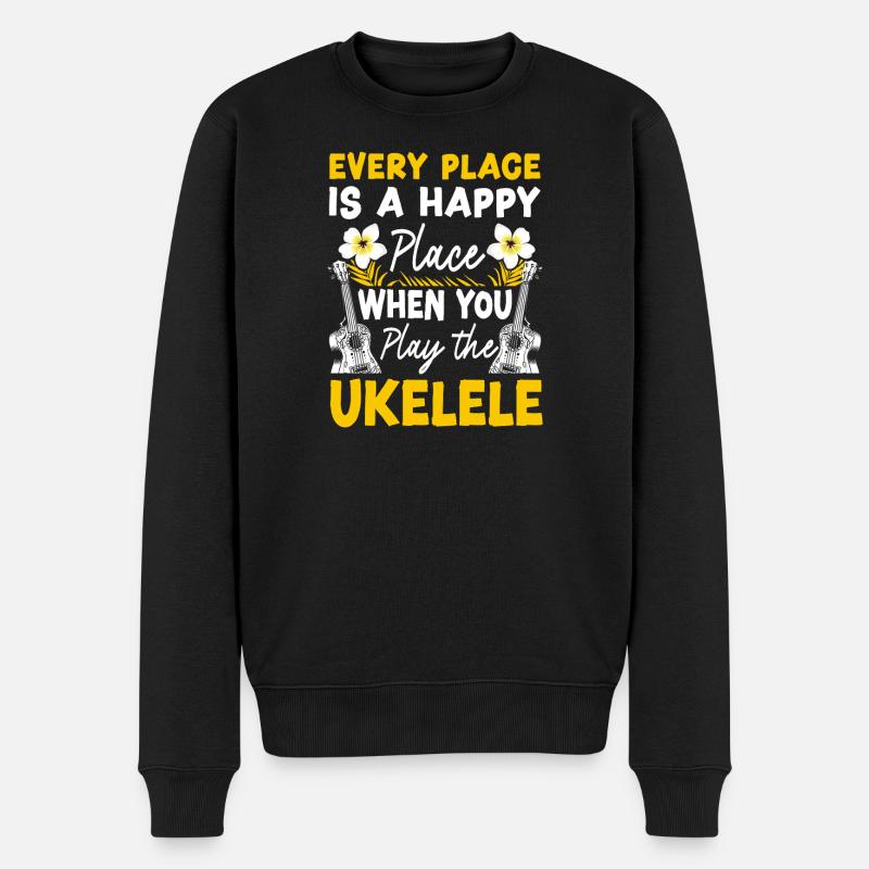 Ukulélé hawaïen uke partout - Pull Premium bio Homme - noir
