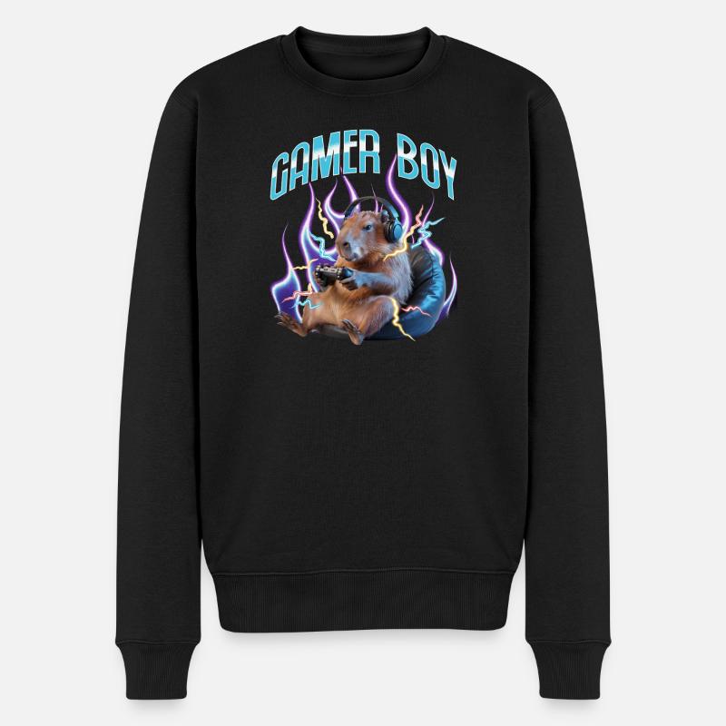 Joueur Drôle de Capybara - Pull Premium bio Homme - noir