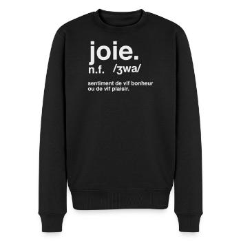Joy Dictionary Style Definition - Men's Premium Organic Jumper - black - Front - Nico (187cm)